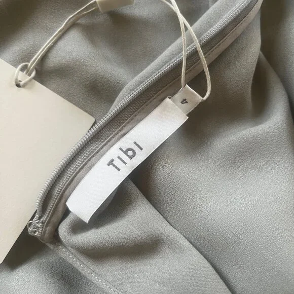 Tibi Feather Weight Eco Crepe Benedict Dress - Grey - 4 - Picture 11 of 12